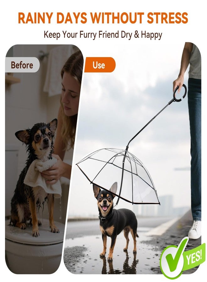 PETLESO Clear Small Dog Umbrella, Adjustable Leash, Self-Assembly Pet Umbrella for Small Dogs, Keeps Pet Dry for Rainy Walks/Potty Trips - Image 2